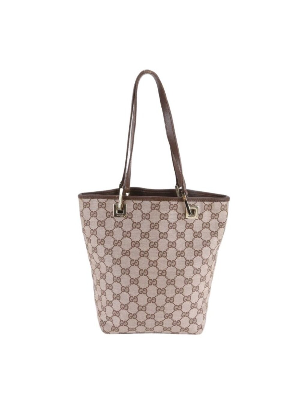 Gucci GG Canvas 002 Leather Tote Shoulder Hand Brown